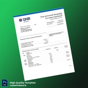 Egypt QNB Al Ahli Account Statement Template in Word and PDF formats