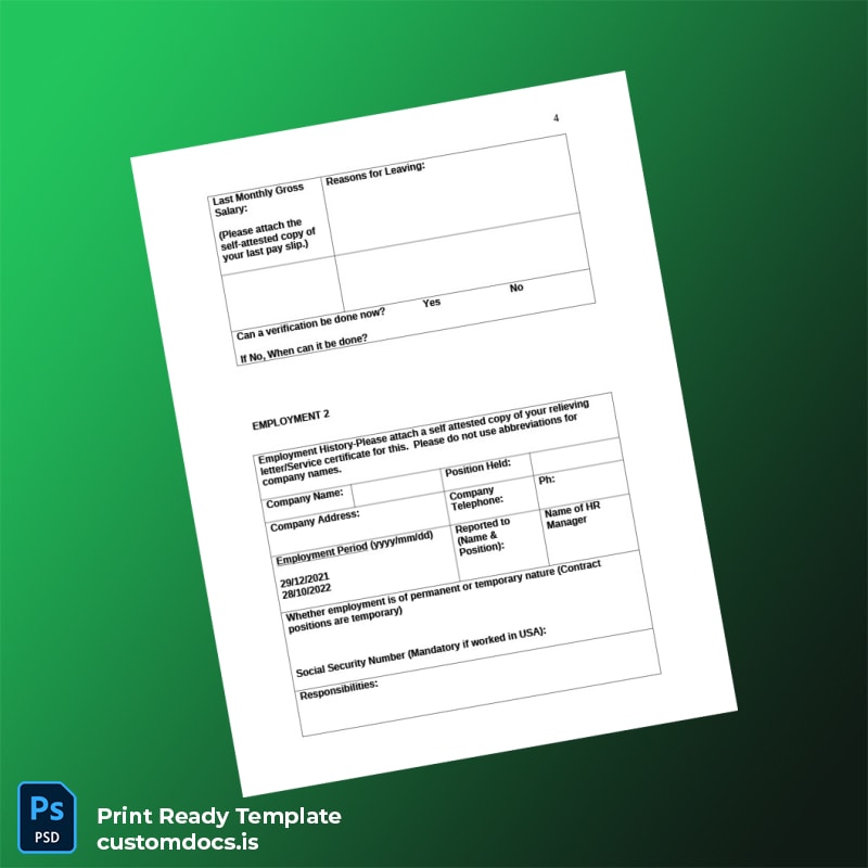 Custom Employee Verification Form Template in Word and PDF formats page 4 File Preview - CustomDocs