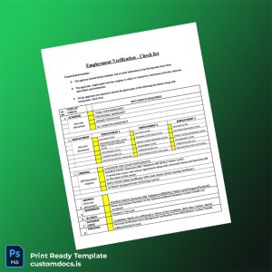 custom Employment Verification Checklist Template - Word & PDF File Preview - CustomDocs