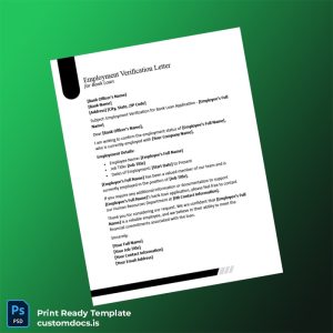 custom Employment Verification Letter for Bank Loan Template - Word & PDF File Preview - CustomDocs