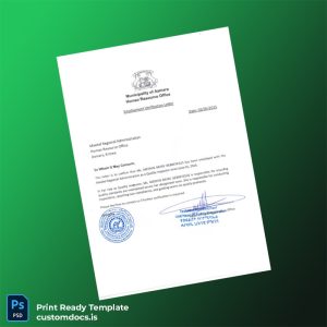 custom Eritrea Maekel Regional Administration Employment Verification Letter Template - Word & PDF File Preview - CustomDocs
