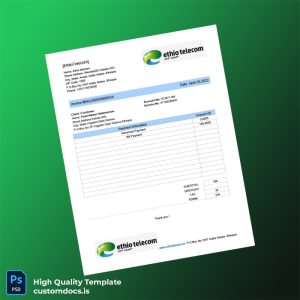 Ethiopia Ethio Telecom Editable Utility Bill Template in Word and PDF formats