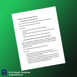 custom Ethiopia Ministry of Commerce Business Registration Certificate Template - Word & PDF File Preview - CustomDocs