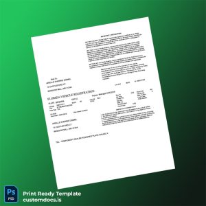 custom Florida Department of Highway Safety Vehicle Registration Certificate Template - Word & PDF File Preview - CustomDocs