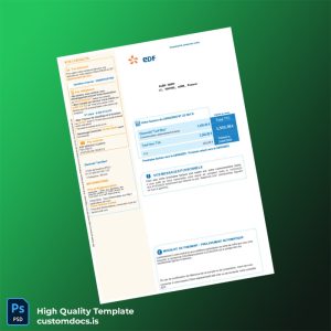 France EDF Editable Electricity Bill Template in Word and PDF formats
