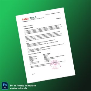 custom GardaWorld Security Company Employment Verification Letter Template - Word & PDF File Preview - CustomDocs