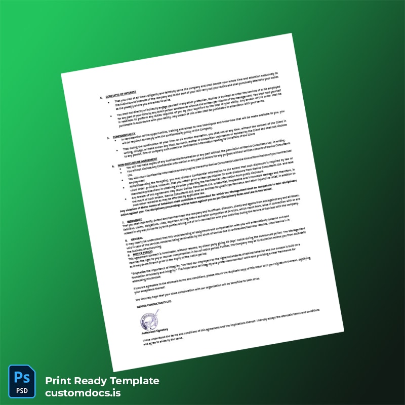 Custom Genius Consultants Ltd Employment Verification Letter Template in Word and PDF formats page 2 File Preview - CustomDocs