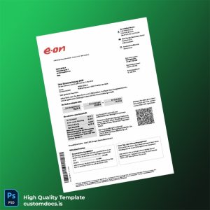 Germany E ON Energie Deutschland GmbH Editable Utility Bill Template in Word and PDF formats