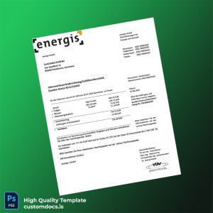 Germany Energis GmbH Editable Utility Bill Template in Word and PDF formats