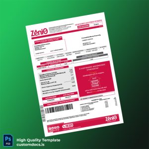 Greece Zenith Editable Utility Bill Template in Word and PDF formats