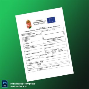 customizable Hungary Authority Registration Certificate Template - Word & PDF File Preview