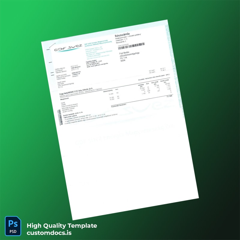 Hungary E ON Editable Utility Bill Template in Word and PDF formats page 2