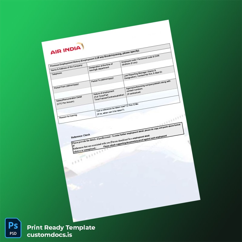 Custom India Air India Employment Verification Letter Template in Word and PDF formats page 3 File Preview - CustomDocs
