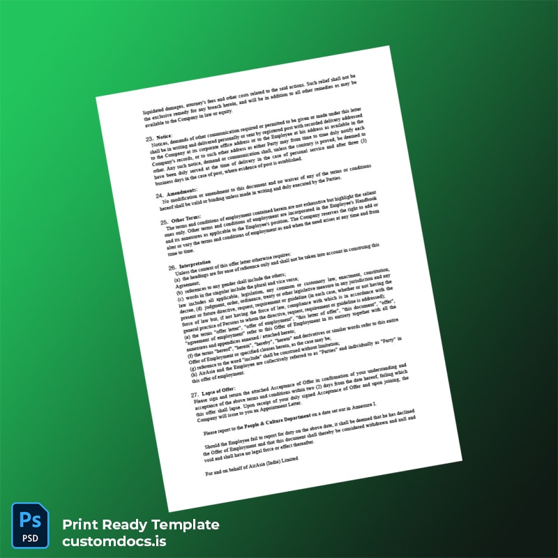 Custom India AirAsia Employment Verification Letter Template in Word and PDF formats page 6 File Preview - CustomDocs