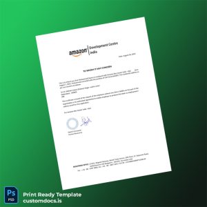 custom India Amazon Development Centre Employment Verification Letter Template - Word & PDF File Preview - CustomDocs