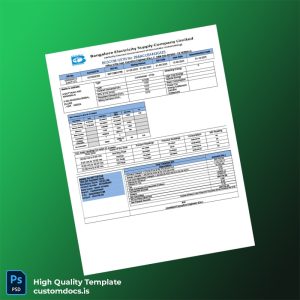 India BESCOM Editable Electricity Bill Template in Word and PDF formats