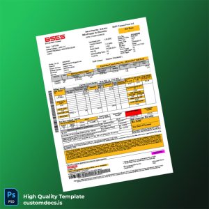 India BSES Yamuna Power Ltd Editable Utility Bill Template in Word and PDF formats