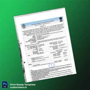 customizable India Central Board of Excise and Customs Service Tax Registration Certificate Template - Word & PDF File Preview