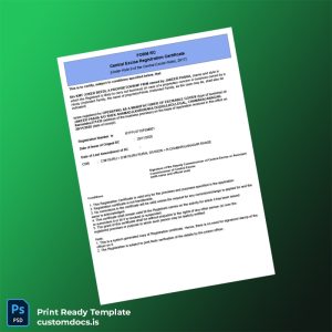 custom India Central Excise Registration Certificate Template - Word & PDF File Preview - CustomDocs