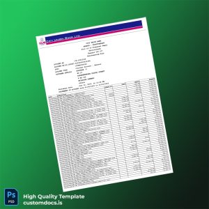 India City Union Bank Editable Bank Statement Template in Word and PDF formats