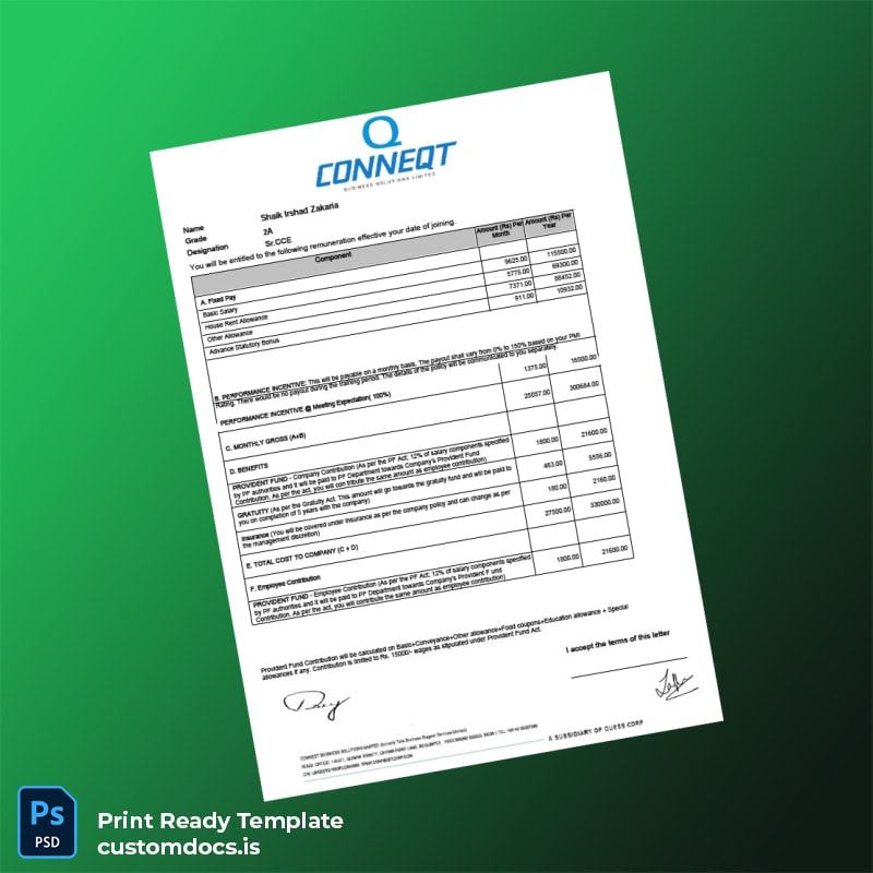 Custom India Conneqt Business Solutions Employment Verification Letter Template in Word and PDF formats page 4 File Preview - CustomDocs