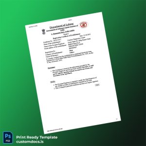 custom India Delhi Shops Establishment Act Registration Certificate Template - Word & PDF File Preview - CustomDocs