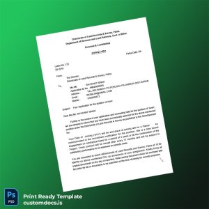 custom India Directorate of Land Records Survey Employment Verification Letter Template - Word & PDF File Preview - CustomDocs