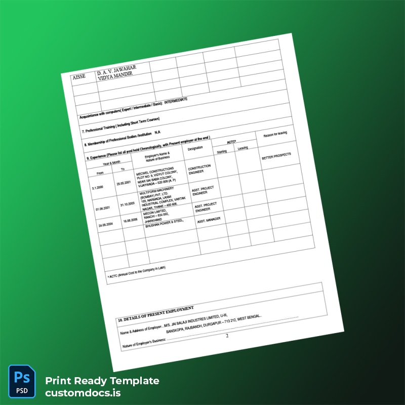 Custom India Electrostal Steels Limited Employment Verification Letter Template in Word and PDF formats page 2 File Preview - CustomDocs