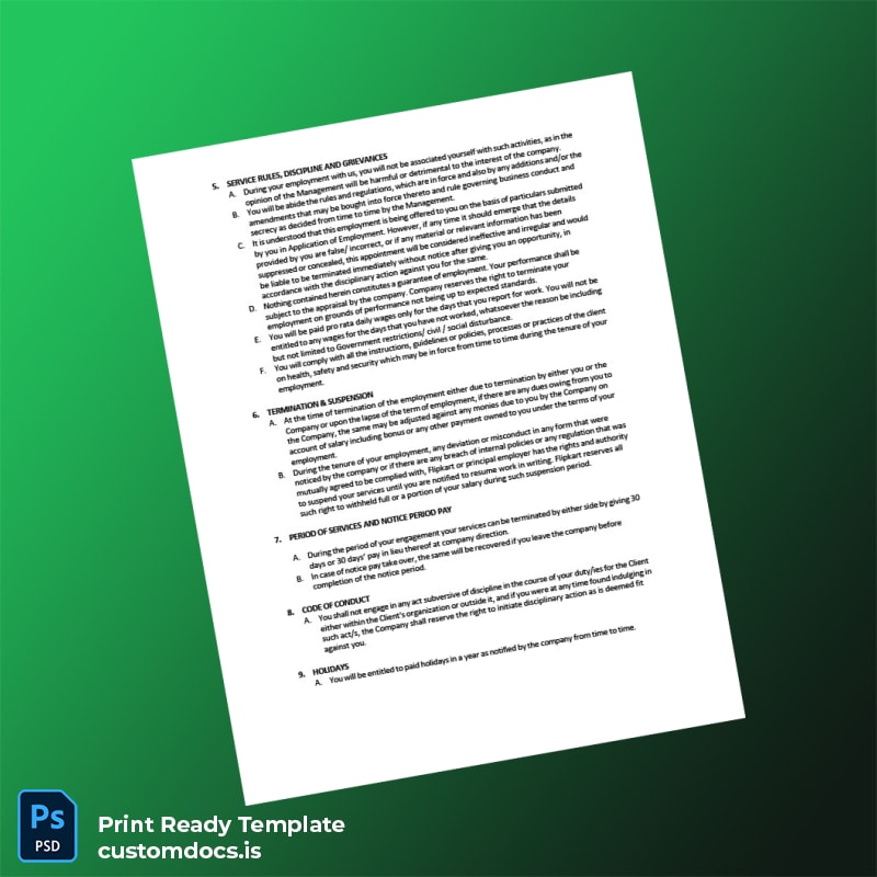 Custom India Flipkart Appointment Letter With Deputation Template in Word and PDF formats page 3 File Preview - CustomDocs