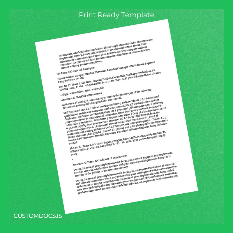 Custom India Foray Software Employment Verification Letter Template in Word and PDF formats page 2 File Preview - CustomDocs