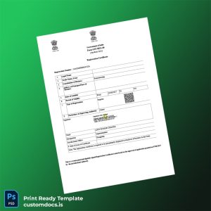 customizable India GST Registration Certificate Template - Word & PDF File Preview