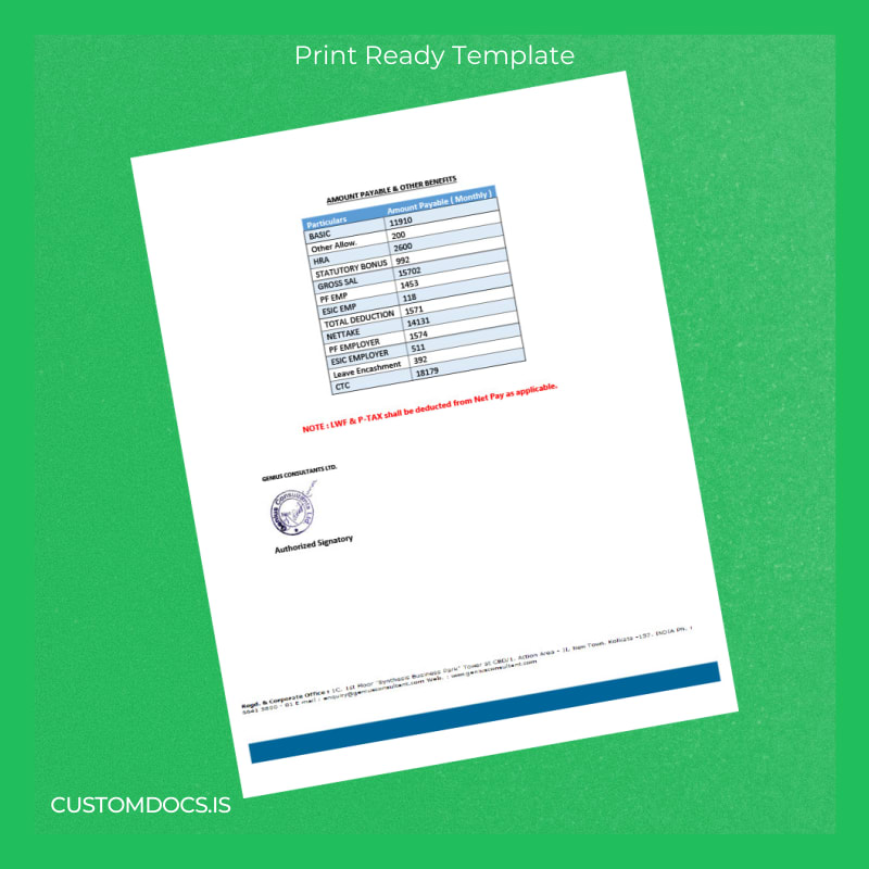 Custom India Genius Consultants Employment Verification Letter Template in Word and PDF formats page 3 File Preview - CustomDocs