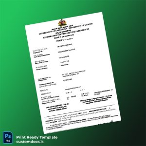 customizable India Government Clinic Registration Certificate Template - Word & PDF File Preview