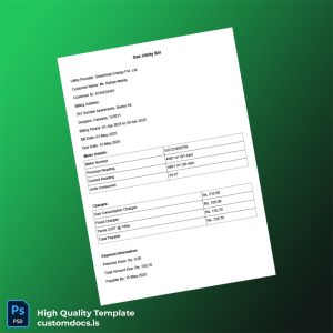 India GreenGas Energy Pvt Ltd Editable Gas Bill Template in Word and PDF formats