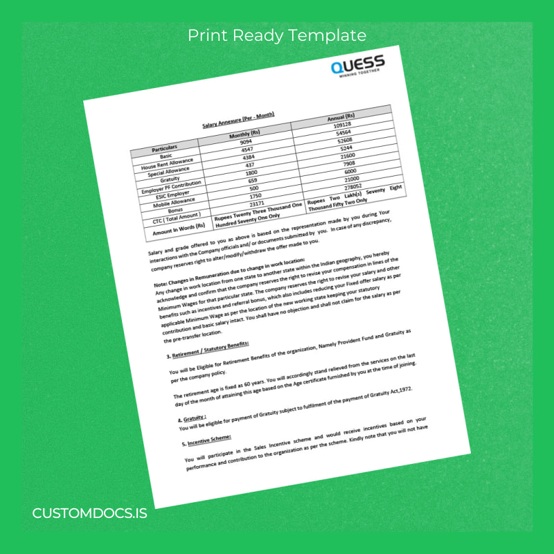 Custom India Harsh Jaiswal Salary Certificate Template in Word and PDF formats page 2 File Preview - CustomDocs