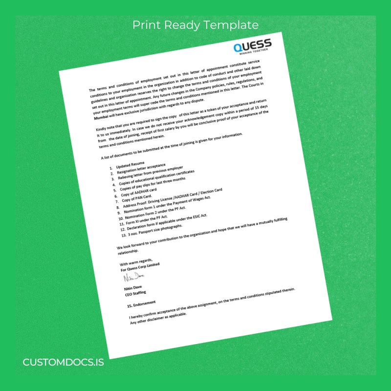 Custom India Harsh Jaiswal Salary Certificate Template in Word and PDF formats page 5 File Preview - CustomDocs