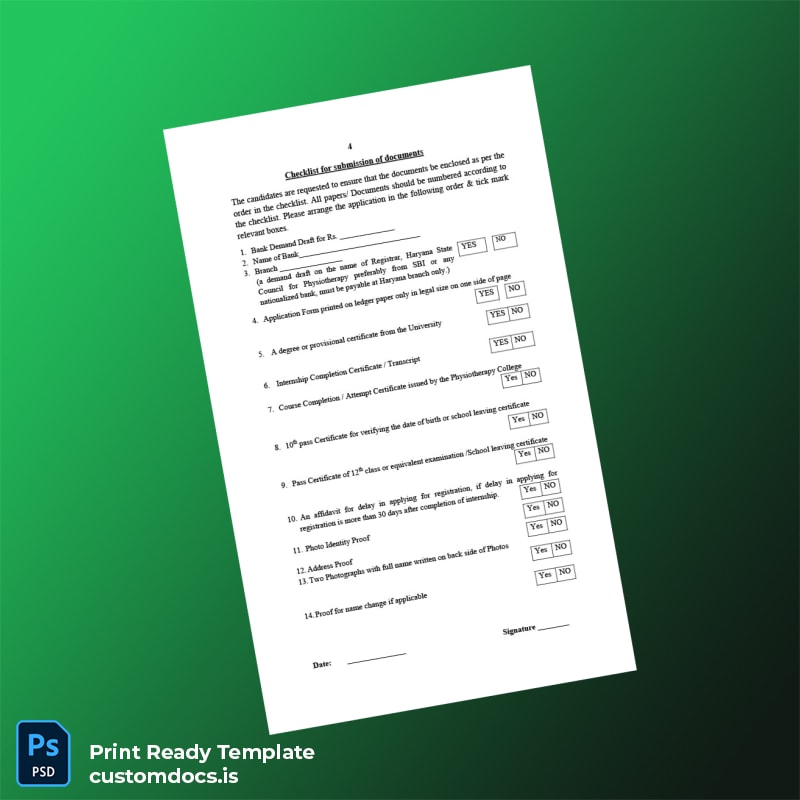 Custom India Haryana State Council Registration Certificate Template in Word and PDF formats page 4 File Preview - CustomDocs