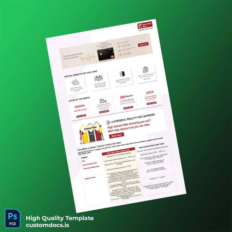 India IDFC FIRST Bank Editable Bank Statement Template in Word and PDF formats page 3