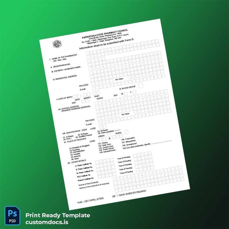 Custom India Karnataka Pharmacy Registration Certificate Template in Word and PDF formats page 4 File Preview - CustomDocs
