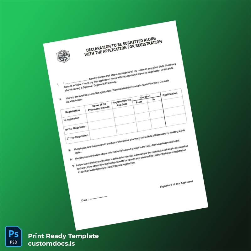Custom India Karnataka Pharmacy Registration Certificate Template in Word and PDF formats page 5 File Preview - CustomDocs