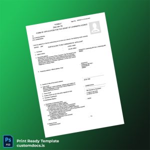 custom India Licensing Authority Learner s Licence Application Template - Word & PDF File Preview - CustomDocs