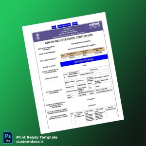 custom India MSME Department Udyam Registration Certificate Template - Word & PDF File Preview - CustomDocs