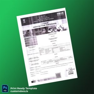 custom India MSME Ministry Udyam Registration Certificate Template - Word & PDF File Preview - CustomDocs