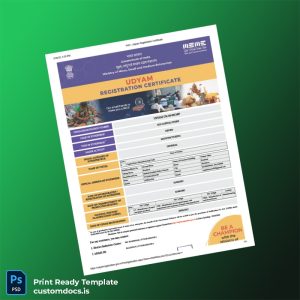 custom India MSME Registration Certificate Template - Word & PDF File Preview - CustomDocs
