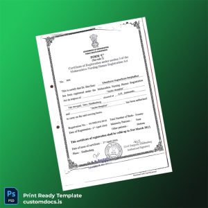 custom India Maharashtra Nursing Homes Registration Certificate Template - Word & PDF File Preview - CustomDocs