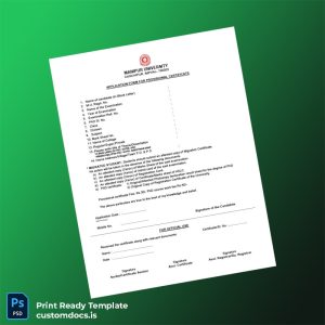 custom India Manipur University Provisional Certificate Template - Word & PDF File Preview - CustomDocs