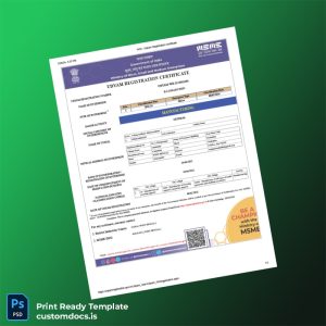 custom India Ministry of Commerce Udyam Registration Certificate Template - Word & PDF File Preview - CustomDocs