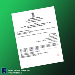 custom India Ministry of Corporate Affairs Registration Certificate Template - Word & PDF File Preview - CustomDocs