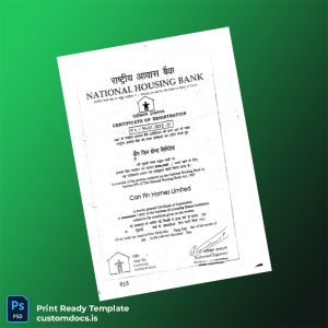 custom India National Housing Bank Certificate of Registration Template - Word & PDF File Preview - CustomDocs