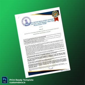 custom India Odisha Registration Certificate Template - Word & PDF File Preview - CustomDocs